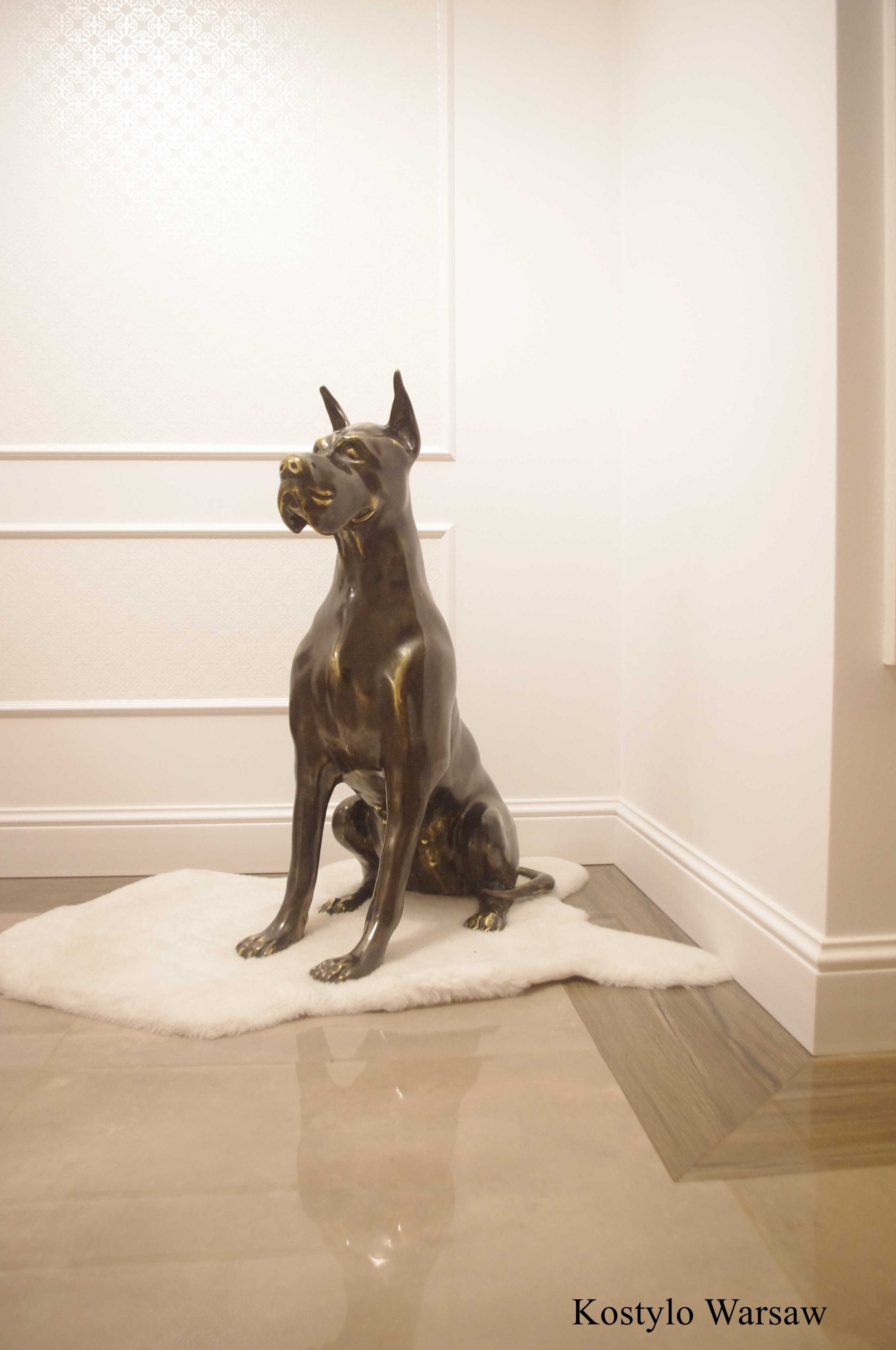 german_dog_handmade_sculpture_figure_kostylo_warsaw Luxurious life-size brass figure of a German Great Dane handmade by kostylo atelier