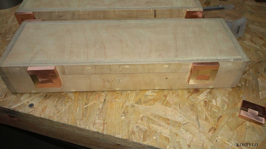 we assembled the cut-to-size plywood into single piece, created our own custom hinges and latches which will be then gold-plated with 23-carat gold, all handmade in Kostylo atelier