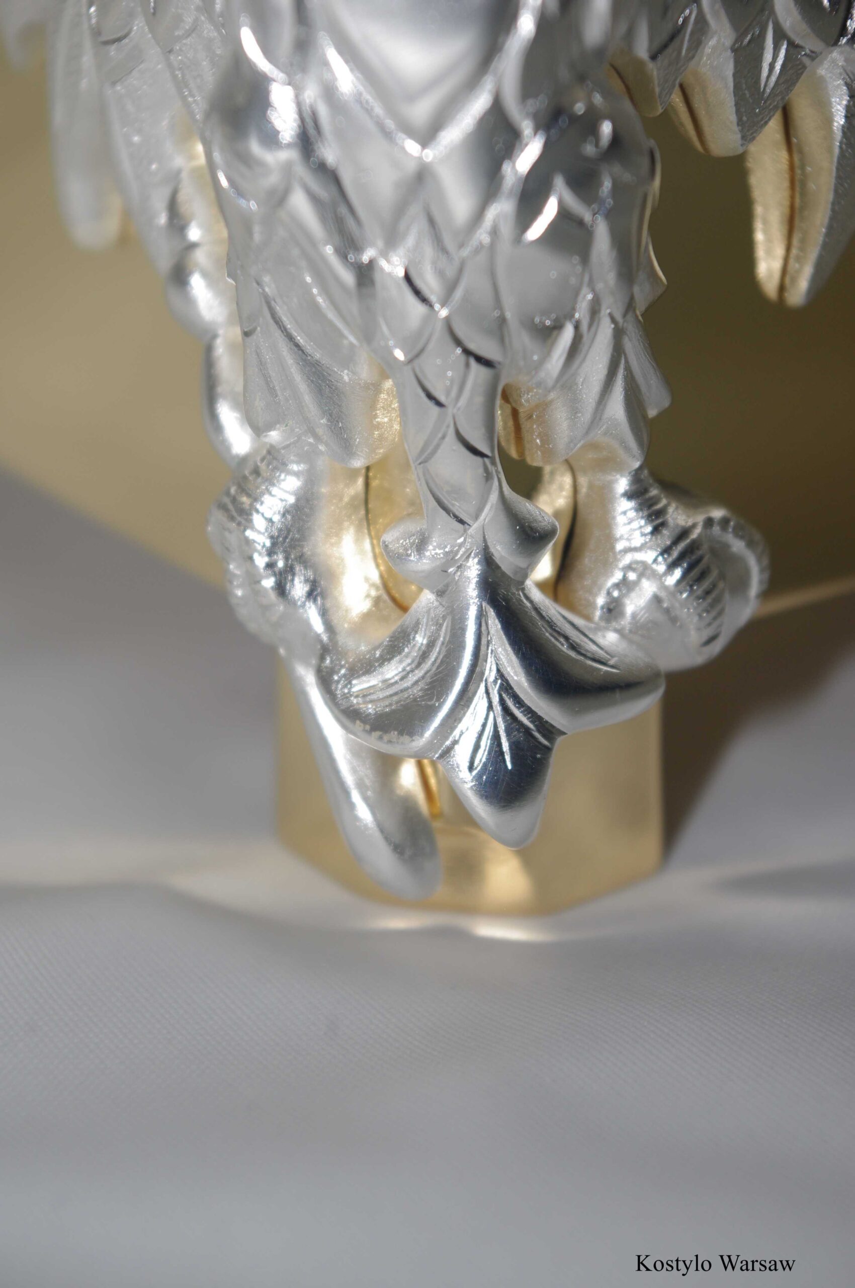 luxury handmade carved silver-plated detail of the tsarist eagle on a tsarist luxurious gilded box by Kostylo atelier