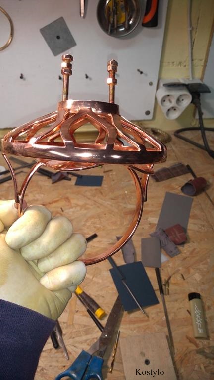 The copper-plated ring sculpture is polished to high shine ready for the next stage: gilding with 23-karat gold by Kostylo atelier