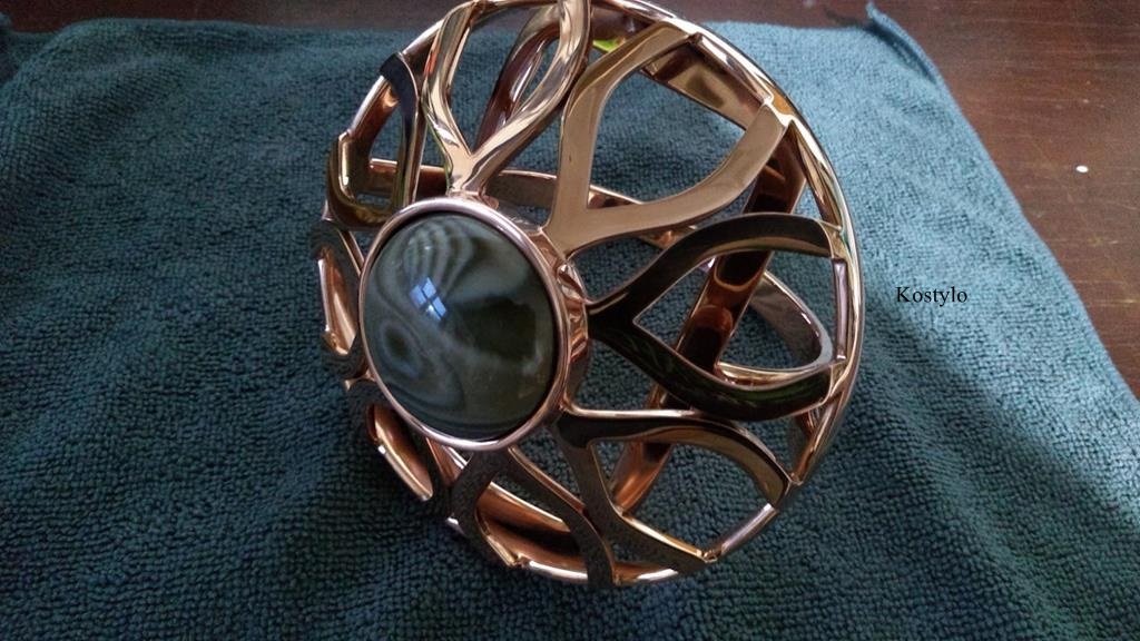 After copper plating the ring sculpture is polished to high shine ready for 23-karat gold gilding by Kostylo atelier